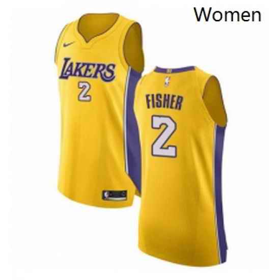 Womens Nike Los Angeles Lakers 2 Derek Fisher Authentic Gold Home NBA Jersey Icon Edition